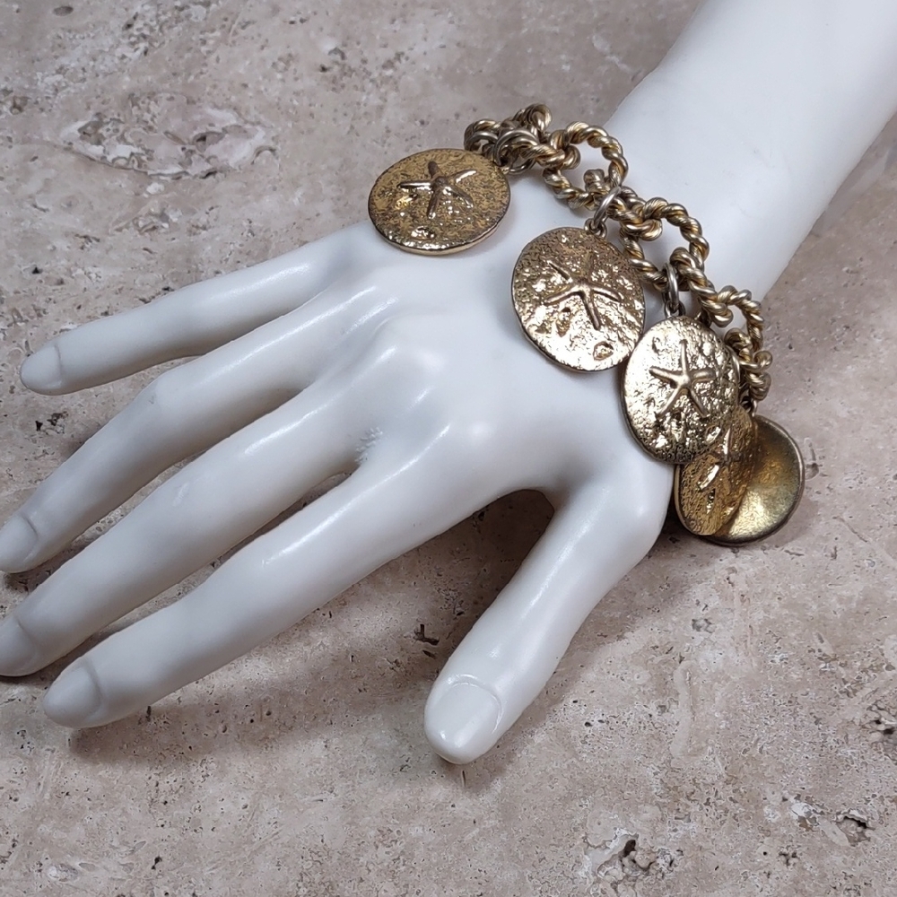 J Crew Goldtone Sand Dollar Charm Bracelet